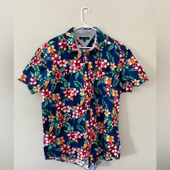 NWT Tommy Hilfiger Hawaiian Button Front Shirt Casual Multi Color Blue Size XXL - Picture 2 of 6